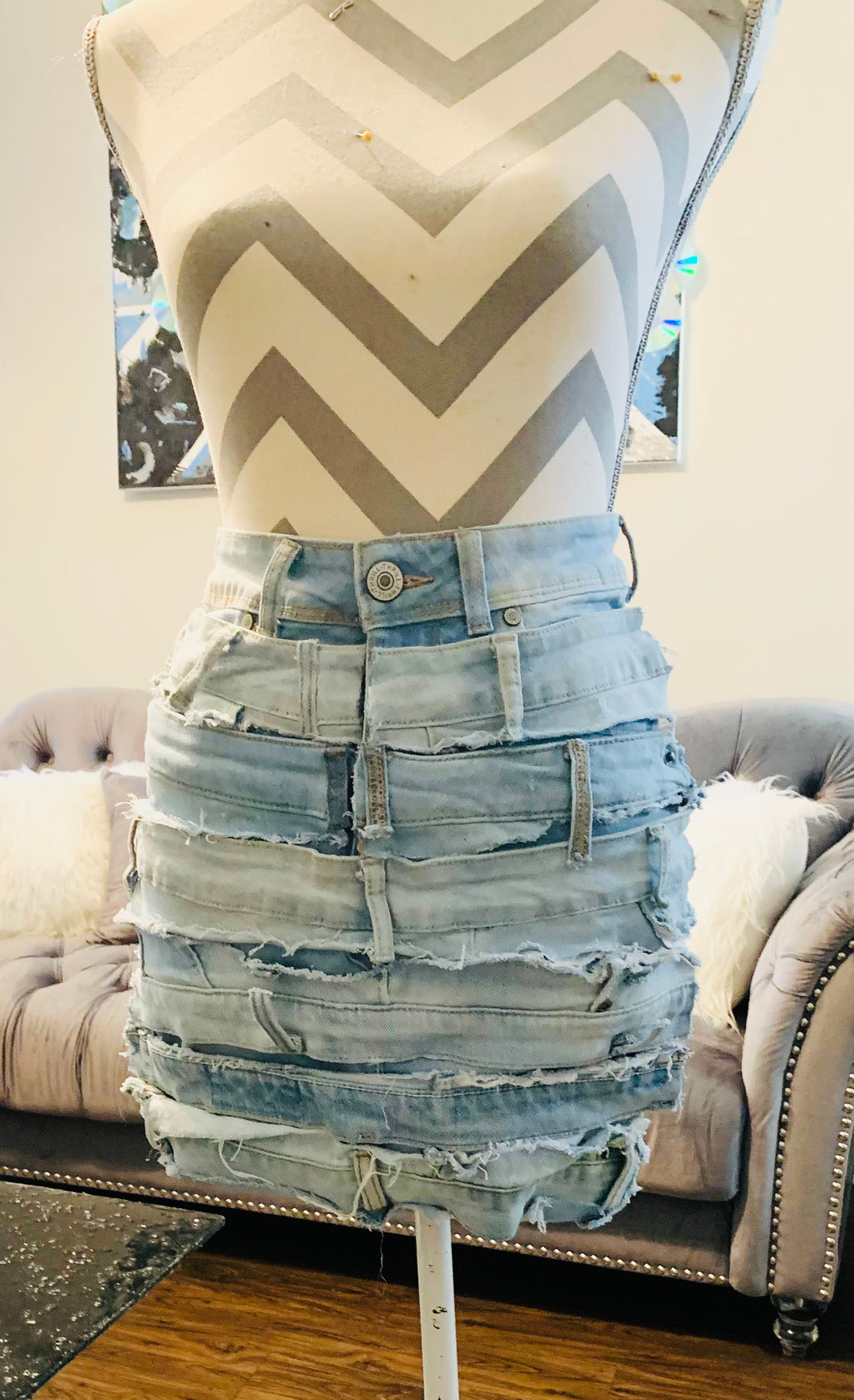 Denim stacked skirt
